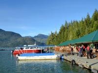 deck area at Knight Inlet Lodge