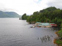 aerial view of Knight Inlet Lodge