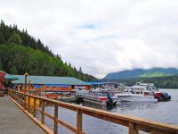 deck area at Knight Inlet Lodge